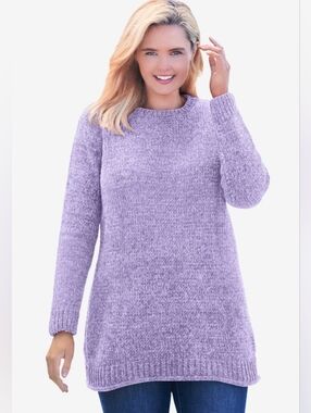 Pretty Woman Within Lavender Chenille Crewneck Sweater, Sz M! 🍁